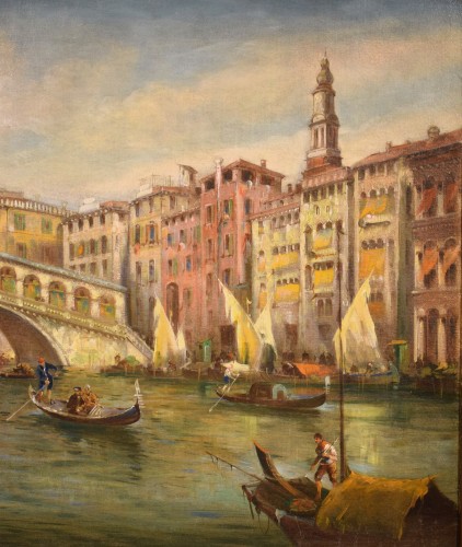 Grand Canal and Rialto Bridge - Angelo Trentin (1850- 1912) - 